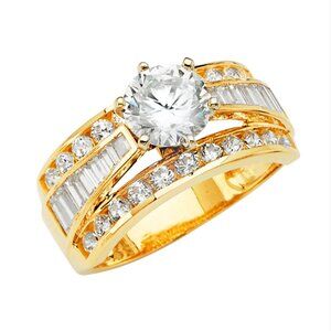 14KT GOLD CZ ENGAGEMENT RING SIZE 7